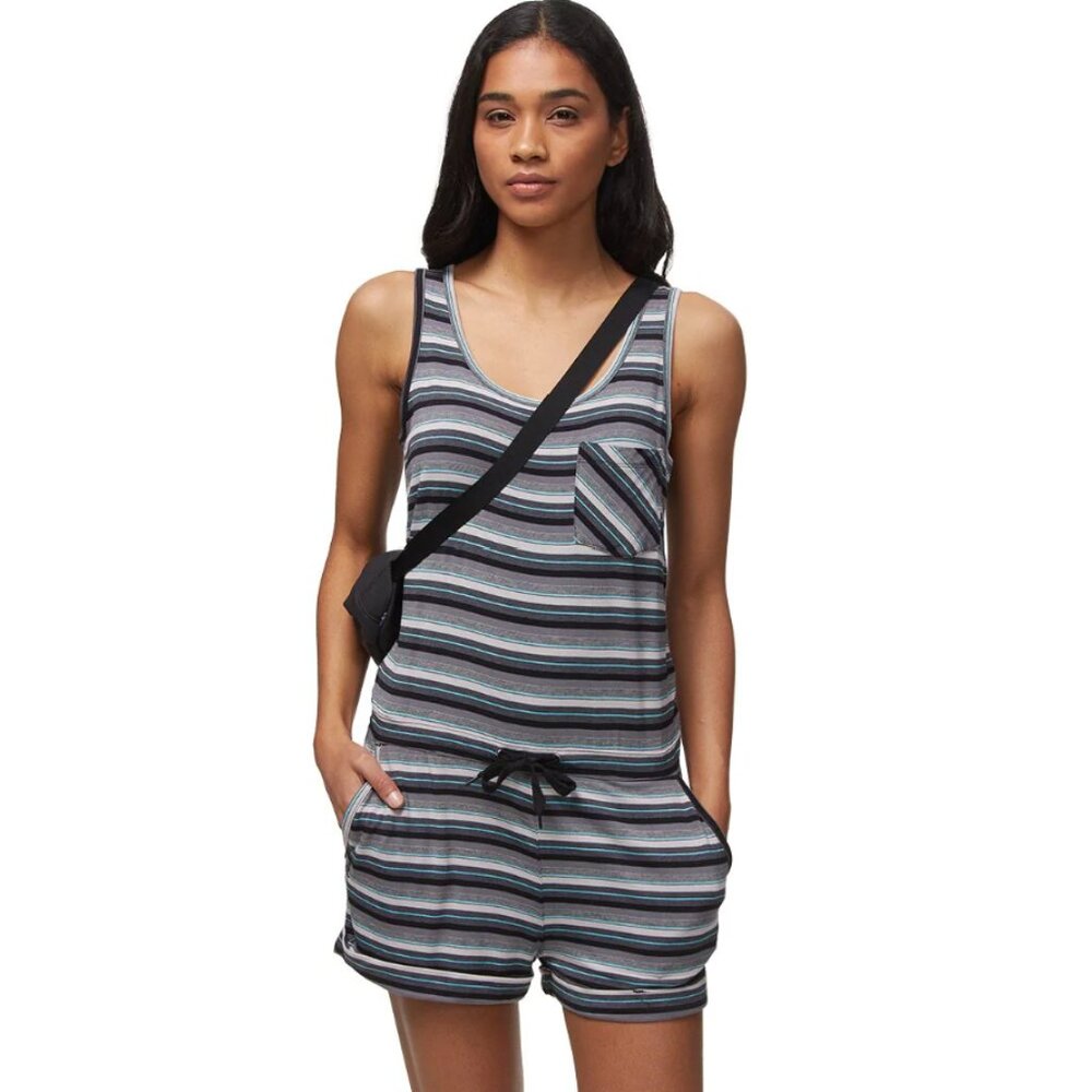 Kavu Doris Carbon Striped Romper Shorts Tank Top One Piece Size Small New!